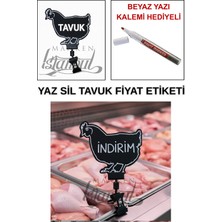 Manken İstanbul Yazı Kalemli 35 Adet Yaz Sil Mini Boy Mandallı Tavuk Satış Etiketi Kasap Etiketi Kasap Tezgah Etiket