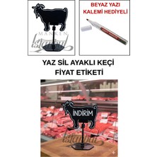 Manken İstanbul Yazı Kalemli 25 Adet Yaz Sil Mini Boy Standlı Keçi Satış Etiketi Kasap Etiketi Kasap Tezgah Etiket