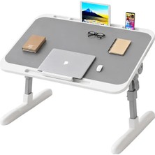 Veraura Lifestyle SN-29698 Çok Fonksiyonlu Katlanabilir Yatak Koltuk Laptop Masası Yükseklik ve Açı Ayarlı Gri 60X40CM