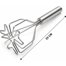 Veraura Lifestyle Kalp Şekil Çap: 9cm Krom SAPLI=12CM Metal Patates Ezici Toplam Uzunluk: 26CM