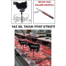 Manken İstanbul Yazı Kalemli 35 Adet Yaz Sil Mini Boy Saplamalı Tavuk Satış Etiketi Kasap Etiketi