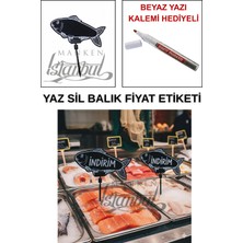 Manken İstanbul Yazı Kalemli 35 Adet Yaz Sil Mini Boy Saplamalı Balık Satış Etiketi Kasap Etiketi