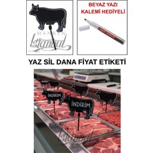 Manken İstanbul Yazı Kalemli 50 Adet Yaz Sil Mini Boy Saplamalı Dana Satış Etiketi Kasap Etiketi