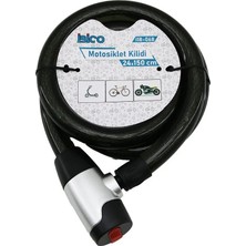 Veraura Lifestyle Anahtarlı Aç-Kapa Kilit Kapaklı Motor - Bisiklet Kilit Çelik Tel Siyah Şeffaf Kılıf 24MMX150CM