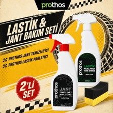 Prothos Lastik ve Jant Bakım Seti 3 Parça – 500 ml Jant Temizleyici, Lastik Parlatıcı ve Sünger