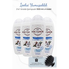 Hacı Şakir Hindistan Cevizi 2si 1 Arada Şampuan 500 ml x 4 Adet ve Şampuan Fırçası Siyah