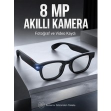 Veraura Lifestyle Siyah Bluetooth Akıllı Kamera Gözlüğü 8 Mp Kameralı Aı Çeviri Wi-Fi Fotoğraf Video Müzik Arama ve Dokunmatik Kontrollü