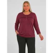 Döne Gözübek Kadın Giyim Anne Penyesi Kışlık Likralı Çizgili Bluz