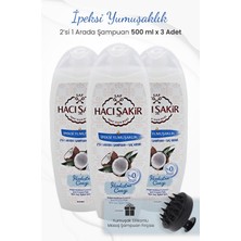 Hacı Şakir Hindistan Cevizi 2si 1 Arada Şampuan 500 ml x 3 Adet ve Şampuan Fırçası Siyah