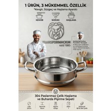 Transformacion Haşlama Aparatı Kevgir Süzgeç 24 cm Buharda Pişirme Mantı Makarna Süzgeci Tencere Içi Haşlama Sepeti 18/10 304 Paslanmaz Çelik 723657