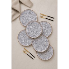 By Bone Edera 6'lı Porselen Servis ve Yemek Tabağı Seti 25 cm