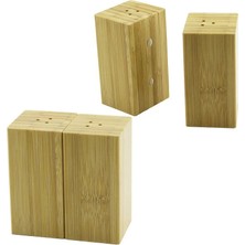 Veraura Lifestyle 4.5X5CM--Y:9CM 2pcs Mıknatıslı Ikiz Ahşap Bambu Baharatlık - Tuzluk