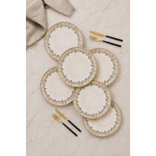By Bone Oliva 6'lı Porselen Servis ve Yemek Tabağı Seti 25 cm