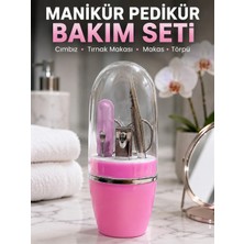 Veraura Lifestyle Pembe Tırnak Bakım Seti Cımbız Makas Tırnak Makası ve Törpü Içeren Kit