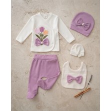 Serde Baby Lila Detaylı Bebek Zıbın Seti Kız Için Mevsimlik