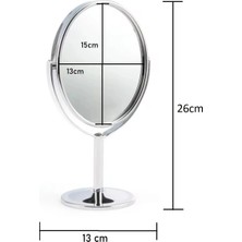 Veraura Lifestyle Oval Masaüstü Ayaklı 360° Dönebilen, Işyeri, Seyahat Için Mini Krom Ayna 15X25CM