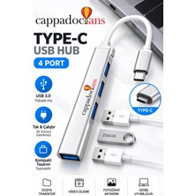 Cappadocians Veri Aktarıcı, Aktarım, Çevirici, USB Çoklayıcı - Type C - 4 Port | Klavye Mouse Uyumlu | USB Hub