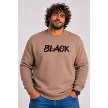 Starbattal Erkek Büyük Beden Sıfır Yaka 3ip Sweat Black 24202 S.kahve