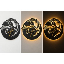 Wells 40X40 cm Siyah Mdf Kurt Temalı Dekoratif Duvar Saati – Peri LED Işıklı
