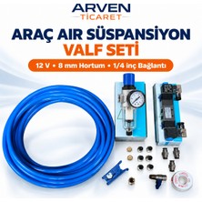 Expflex 12V Araç Air Süspansiyon Valf Seti 8 mm Hortumlu 1/4 Inç Filtre Regülatörlü