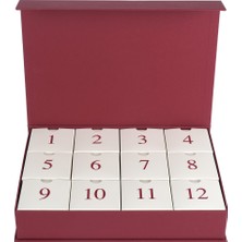 Baleza 12'li Mıknatıslı Boş Advent Calendar Kutusu Bordo - Yılbaşı, Yeni Yıl ve Doğum Günü Sürprizi İçin 12 Gözlü Sert Mukavva İçi Boş Hediye Kutusu