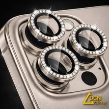 Fmk iPhone 15 Pro Uyumlu Premium Taşlı Kamera Koruma Lens