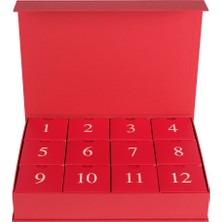 Baleza 12'li Mıknatıslı Boş Advent Calendar Kutusu Kırmızı - Yılbaşı, Yeni Yıl ve Doğum Günü Sürprizi İçin 12 Gözlü Sert Mukavva İçi Boş Hediye Kutusu