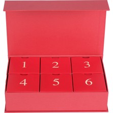 Baleza 6'lı Mıknatıslı Boş Advent Calendar Kutusu Simli Kırmızı - Yılbaşı, Yeni Yıl ve Doğum Günü Sürprizi İçin 6 Gözlü Sert Mukavva İçi Boş Hediye Kutusu
