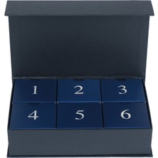 Baleza 6'lı Mıknatıslı Boş Advent Calendar Kutusu Simli Koyu Lacivert - Yılbaşı, Yeni Yıl ve Doğum Günü Sürprizi İçin 6 Gözlü Sert Mukavva İçi Boş Hediye Kutusu