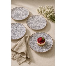 By Bone Edera 6'lı Porselen Pasta Tabağı Seti 19 cm | Tatlı Tabağı, Kahvaltı ve Sunum Tabağı