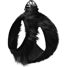 Colezium Üç Kilitli Peluş Kedi Köpek Göğüs Tasması 24-28 cm Xx-Small Siyah