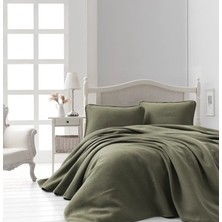 Colezium Şaheser Home Collection Jakarlı Yatak Örtüsü Seti Liv Haki