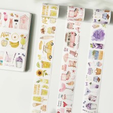 L23-3 Adet 38CM Kendinden Kesimli Tropical Sips Washi Tape