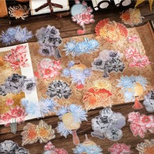 Papatya Craft O17-10 Adet Cin Tarzı Cicekler Pet Sticker - Renk : Siyah