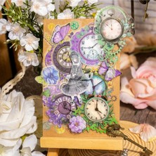 Papatya Craft E1-2 Sayfa Yaldızlı Saat Pet Sticker - Renk : Yesil