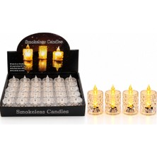 Timion 24 Adet Orta Boy Pilli Kristal Mika LED Mum Çap : 3.8cm Yükseklik : 6.9cm İ10-016 (51