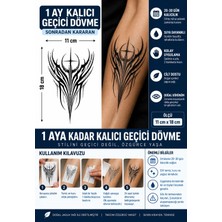 1 Ay Kalıcı 24 Saat Sonra Kararan 11X18 cm Büyük Boy Cyber Sigilism Neo-Tribal Tattoo Model Geçici Dövme Tattoo