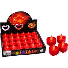 Mayf 24 ADET PİLLİ KAPLİ - KIRMIZI RENKLİ LED MUM ÇAP : 4CM YÜKSEKLİK : 3.7CM İ10-023 (5332)