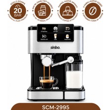 Ulu Pazarlama Siyah - Krom Espresso Kahve Makinesi 6 Farklı Kahve 1.5lt Su Hazne - 500ML Süt Hazne 1350W SCM-2995 (5570)