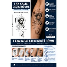 1 Ay Kalıcı 24 Saat Sonra Kararan 11X18 cm Büyük Boy Davut Heykel  Model Geçici Dövme Tattoo
