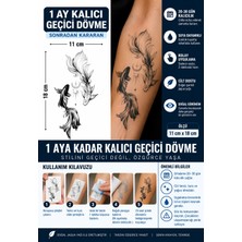 1 Ay Kalıcı 24 Saat Sonra Kararan 11X18 cm Büyük Boy 2'li Balıık Dövme  Model Geçici Dövme Tattoo