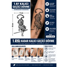 1 Ay Kalıcı 24 Saat Sonra Kararan 11X18 cm Büyük Boy Katana Kaplan Dövmesi  Model Geçici Dövme Tattoo