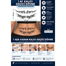 1 Ay Kalıcı 24 Saat Sonra Kararan 15X21 cm Göğüs Sırt Bel 2'li Tribal Model Geçici Dövme Tattoo