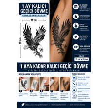 1 Ay Kalıcı 24 Saat Sonra Kararan 11X18 cm Büyük Boy Kartal  Model Geçici Dövme Tattoo