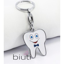 Biuti Beyaz Diş Metal Anahtarlık, Hediyelik Çanta Süsü