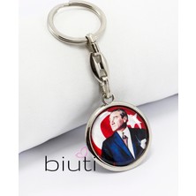 Biuti Çift Taraflı Mustafa Kemal Atatürk Metal Anahtarlık, Hediyelik Çanta Süsü