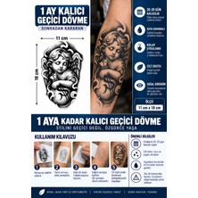 1 Ay Kalıcı 24 Saat Sonra Kararan 11X18 cm Büyük Boy Melek Dolar Dövmesi  Model Geçici Dövme Tattoo