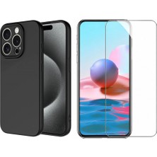 Tekno Grup Iphone 15 Pro Max Kılıf Içi Kadife Yumuşak Lansman Kılıf-Siyah + Cam Ekran Koruyucu