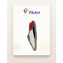 FikArt Kırmızı Kefiye Filistin Haritası Broş