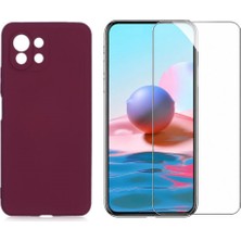 Tekno Grup Xiaomi Mi 11 Lite Kılıf  Içi Kadife Yumuşak Lansman Kılıf-Koyu Mor + Cam Ekran Koruyucu